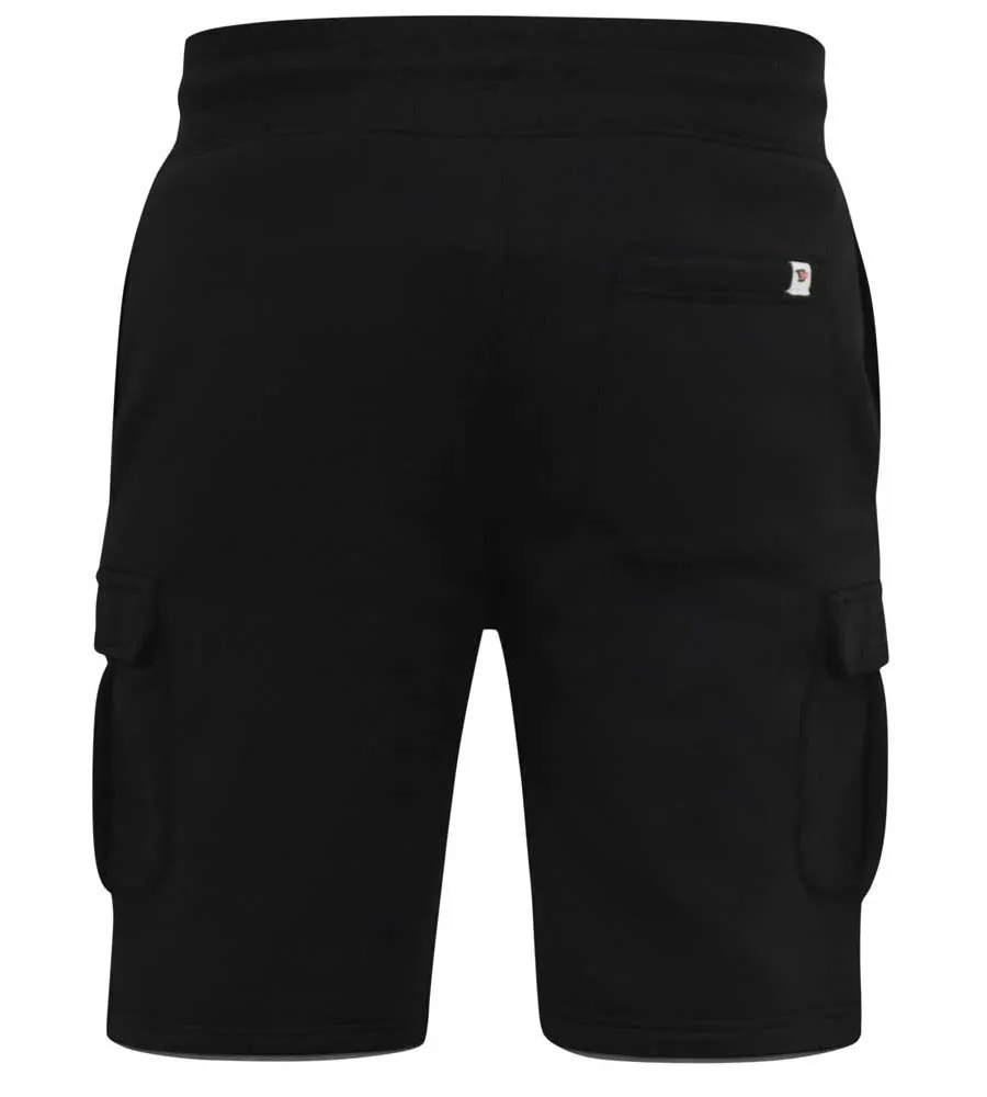 CYRUS 2 D555 Mens Black Fleece Cargo Shorts With Elasticated Waist